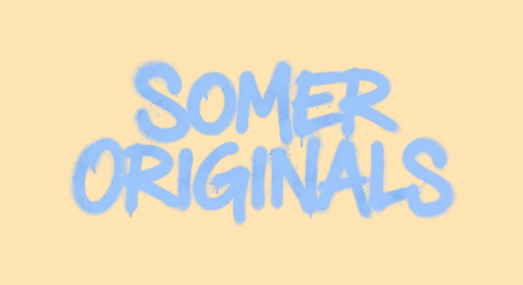 The words 'SOMER ORIGINALS' appear in a light blue hand-painted or brush-stroke style font centered on a pale yellow background.